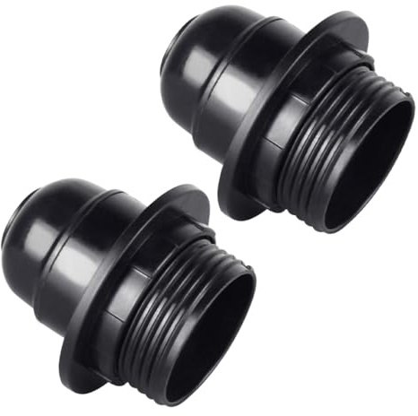WUSJCOF Lot de 2 douilles E27 noir pour lampe de chevet, lampadaire et plafonnier – Douille rétro à visser