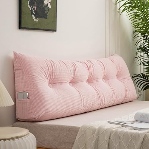 Generisch Rückenkissen Sofa Dreieckiges, Lesekissen Für Bett, Verdickt Und Waschbar Multifunktions Wandkissen, Keilkissen Sofa Gross Mit Waschbarem Bezug,Für Einzelbett,Doppelbett,Rosa,40x180cm