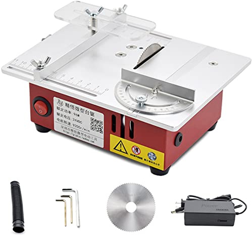 Sega da tavolo compatta da 96 W, macchina da taglio elettrica di precisione per la lavorazione del legno fai da te, hobby e versatile attacco a disco abrasivo