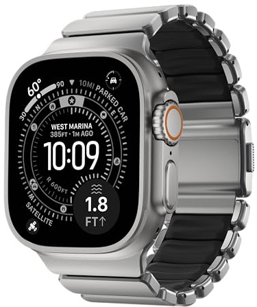 NOMAD Stratos Band I för AppleWatch 42/44/45/46/49 mm I hybriddesign, Olika storlekar, FKM, titan
