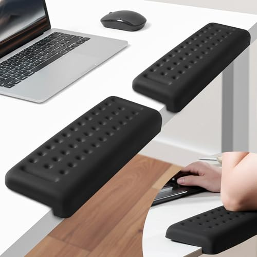 L-förmige Armauflage Schreibtisch, 2er Set Ergonomische Handballenauflage Tastatur, Memory-Schaum Rutschschutz Handgelenkauflage, Handgelenk Ellenbogenkissen Komfort Unterstützung für Büro Zuhause