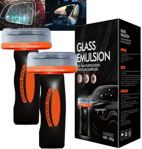 Glass Emulsion Cleaner,Q4 Glass Guard,Window Cleaner,Glass Handle Oil Film Remover Lotion,Car Windshield Oil Film Remover,Removes Oilfilm & Smudges (2PCS)