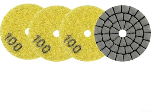 5,1 cm Nass- und Trocken-Polierpads, 4 Stück für effizientes Schleifen von Granit-, Marmor- und Steinfliesen (4 Stück Körnung 100)