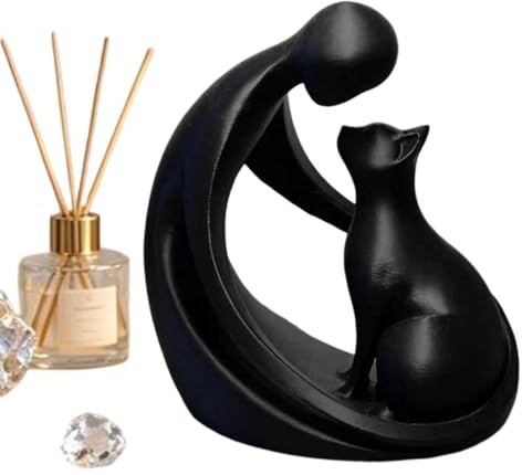 usefulbeauty Katzenskulptur, niedlich, dekorativ, Gedenkornament für Haustiere | Skulptur von Mensch und Katze für , für Fensterbänke, Schlafzimmer, , Büro, Kinderzimmer