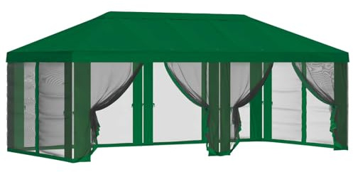 vidaXL Funda de Gazebo con Paredes Laterales Verde 600,5 x 300,5 cm, Carpa de jardín, Sombra Exterior, toldo para terraza, Ideal para Fiestas en el Patio