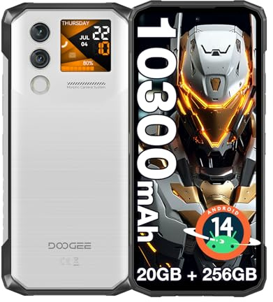 DOOGEERugged BLADE10MAX Movil Irrompible,32GB+256GB/2TB Movil Resistente Android 15,10300mAh Móvil Rugerizado,Pantalla Trasera multifunción de 1,54’’ con Pantalla de 6,56’’ Moviles,50MP+8MP, NFC,Face