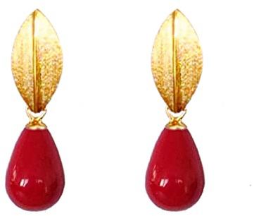 Korallen Ohrringe rot gold hängend Ohrstecker Silber 925