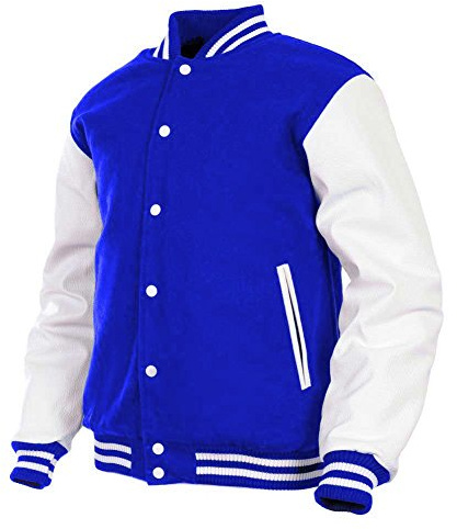 Chaqueta universitaria para hombre, manga de piel auténtica y mezcla de lana, chaquetas universitarias Letterman para niños, tallas XS-5XL, Azul(ar-3), XX-Large
