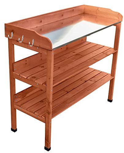 Wooden Potting Planting Table Practical Working Decorative Bench Station Flower Garden Greenhouse