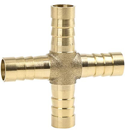 sourcing map Conector De Manguera De 4 Vías En Cruz | Dorado, 8mm/10mm, Resistente Corrosión Y Abrasión, Presión Ráfaga, Control Temperatura, Neumáticos, Vacío, Fluidos