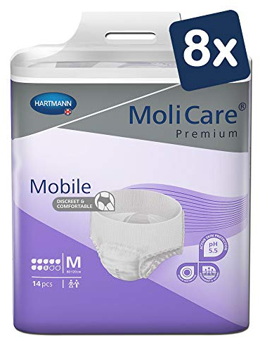 MoliCare Premium Mobile Einweghose: Diskrete Anwendung bei Inkontinenz für Frauen und Männer; 8 Tropfen, Gr. M (80-120 cm Hüftumfang), 8x14 Stück