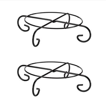 Garden Mile 2 x Plant Pot Caddy Stand Garden 25cm Decorative Flower Pot Stand Indoor Outdoor Patio Home Plant Stand Rollers Saucer Tray Pallet