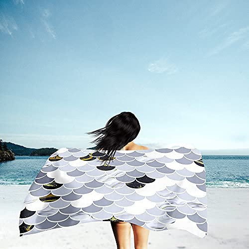 Himlaya Saugfähig Strandhandtuch Mikrofaser für Strand Schwimmen, Schnelltrockend Sporthandtücher Sand Proof Strandtuch, 3D Wellenmuster Drucken Strandtücher Badetuch (Weiß,150x180cm)