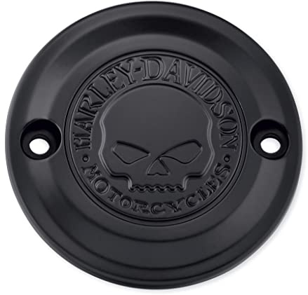 Harley-Davidson Zündungsdeckel Timer Deckel Willie G Skull mit Montagezubehör für Softail ab 18 & Touring ab 17 Schwarz