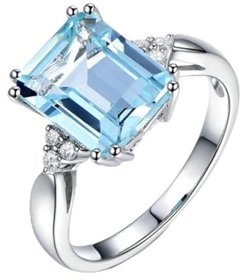 Topaze bleue bagues en pierres précieuses pour femmes bague en argent mariage romantique fiançailles bijoux fins cadeau de fête