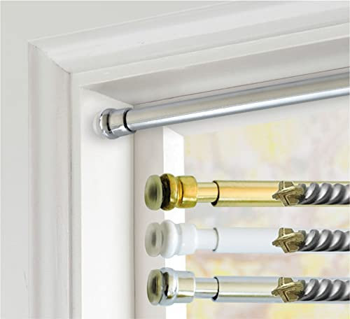 GLOBAL CORPORATION ASTINE A MOLLA PER TENDA A VETRO BIANCO ORO ARGENTO BACCHETTE ESTENSIBILE BASTONCINI A PRESSIONE PER TENDE TENDAGGI REGGITENDE A FINESTRA BASTONE (36 a 60 cm, ARGENTO)