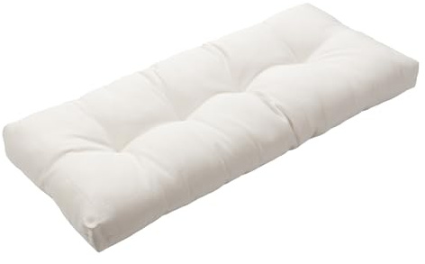 Magpie Fabrics Patio Bench Cushion 42x18, Indoor/Outdoor Non-Slip Water Resistant Long Seat Pads, Tufted Loveseat Cushion for Swing, Settee, Window, Garden, Wicker, Front Porch(Recycled Cream White)