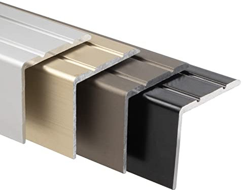 KARAT Profilé d'angle en aluminium 24,5 x 20 mm, longueur 1 m – Finition pour marches d'escalier et bordures – Pré-percé ou auto-adhésif (Argenté, pré-percé)