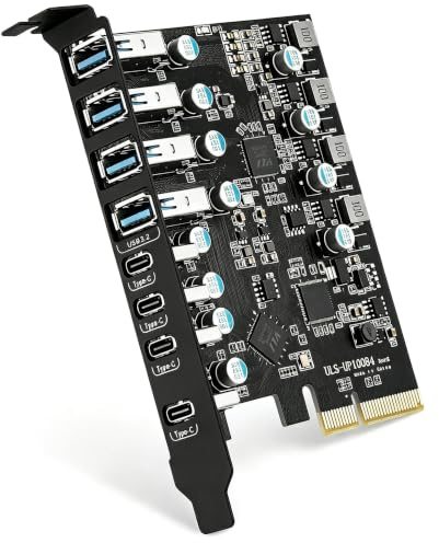 YEELIYA PCIE USB 3.2 Karte (4 Typ A, 4 Typ C) 10Gbps für PC Windows | PCI-e USB Intern Adapter Karte, USB 3.2 Gen 2, PCI Express Erweiterungskarte, Interne Adapterkarte, PCI Express x4/x8/x16
