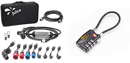 Juice Booster 2 - Mobile E-Auto Ladestation Wallbox 22kW, 11kW - Ladekabel Typ 2-32A 1-Phasig 3-Phasig & Juice Booster 2 Sicherheitsschloss