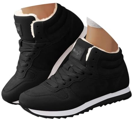 ticticlily Bottes Hiver Hommes Femmes Chaudes Chaussures Montantes a Lacet Antidérapant Mode Unisexe Bottes de Neige D'extérieur B Noir 42 EU