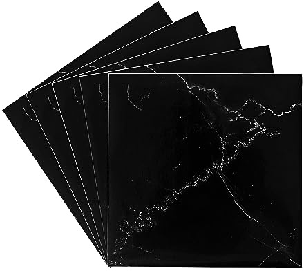 Fantasnight Tile Stickers Black Marble 15x15cm 10Pcs | Self Adhesive Wall Tiles Waterproof Peel and Stick on for Kitchen Bathroom Backsplash Splashback Sticky Back Plastic Vinyl