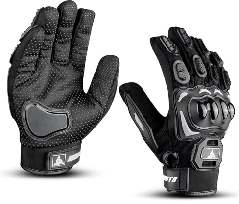 SAGA SPORTS Ultimate Motorcycle Gloves for Men & Women Touchscreen Compatible Riding Gloves with Premium Leather, Touch Screen and Palm Pad Protection (S-Vortex)