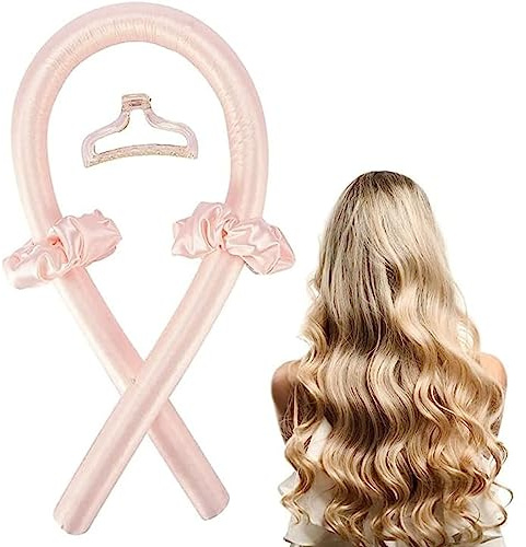 ETRSAIRL Heatless Curling Rod Headband, Heatless Hair Curler, Hair Curlers to Sleep In, No Heat Curl with Hair Clips and Scrunchie, Sleeping Curls Styling Tools for Long Medium Hair, Pink, Pack of 3