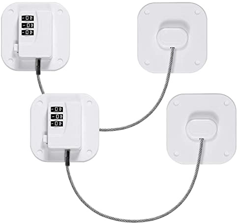 Geliking 2 Pcs Password Fridge Lock, Children Safety Refrigerator Door Lock, Cabinet Lock, Kids Security Window Lock with Strong Adhesive (White)