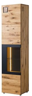 MASSIVMOEBEL24.DE | KITZBÜHEL Vitrine #103 50x43,5x204 Wildeiche Natur geölt/lackiert, Farbe:Natur geölt/lackiert, Größe:50x43.5x204 (BxTxH)