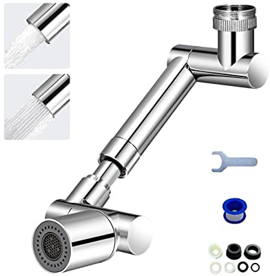 Gsrhzd fontana universale per lavandino, rubinetto rotante 1440 gradi, aeratore per rubinetto girevole con filtro antispruzzo, rubinetto di estensione multifunzione retrattile per bagno in cucina