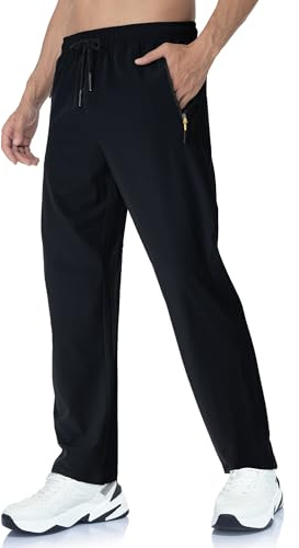Rapoo Jogging Sweat Pants for Men Workout Sweatpants Athletic Track Hiking Pants for Men Pantalones De Hombre Jogger with Pockets Black 2XL
