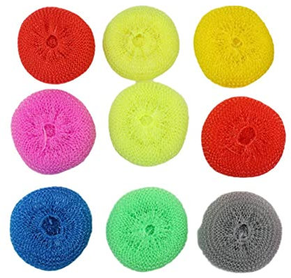 2/4/10/24pcs Plastic Dish Scrubbers for Dishes, Round Nylon Dish Scouring Pads, Non-Scratch Colorful Mesh Scourers, Durable Scouring Pad Cleaning Scrubber for Kitchen - Random Color