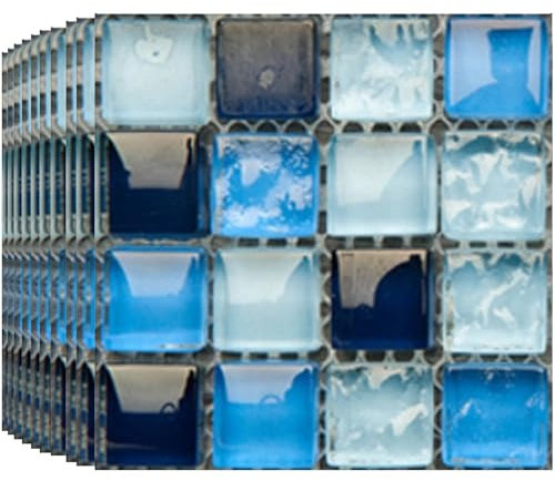 BoloShine Piastrelle Adesive Cucina 30 Pezzi, Mosaico Pannelli Adesivi per Pareti Bagno, Impermeabile Autoadesivo Vinile Mattonelle Decorazioni Carta Parati Adesiva Muro Rivestimento (Blu)