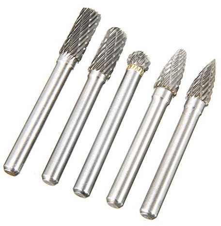 KanDuo Metall-Raspelfeile, Nadelfeilen-Set, 5 Stück Wolframkarbid, 8 mm Drehwinkel-Frässtift, elektrischer Schleifer, 6 mm Schaft, Bohrer-Set for die Endbearbeitung von Metallformen, robuste Feile