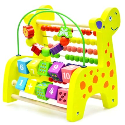 Abaodam Holz Rechenrahmen mit Perlen, 1 Stück, REH Design für Kinder | Cartoon Stil, Frühkindliches Lernspielzeug, Unterstützt Zählen und Feinmotorik