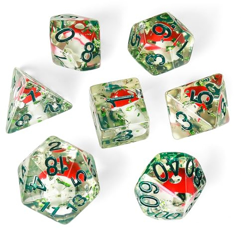 OriCraft Pilzwürfel DND-Würfelset mit Pilzen im Inneren Dungeons and Dragons Polyedrische Rollenspielwürfel D20-Würfel 7er-Set Halloween-Würfel