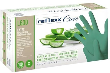 REFLEXX L600 300/1000 Guanti in LATTICE VERDI CON ALOE VERA - 6,2 GRAMMI - VARIE TAGLIE OFFERTA - settore odontoiatrico guanti dentista (300 pezzi Taglia S)