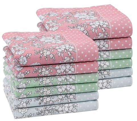 HOULIFE Damen Blumen Taschentücher aus reiner Baumwolle 45x45cm 3 Farben für Alltagsgebrauch