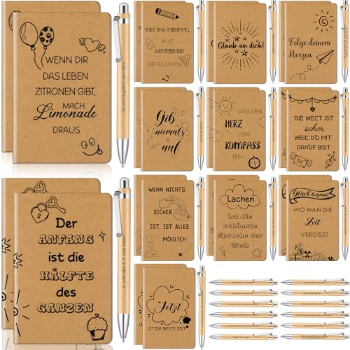 Tenare 24 Set Inspirierende Danke Geschenken für Kollegen Lehrer Erzieher Motivierendes Kraftpapier Mini Notizblock mit Spruch und Stifte Abschied Schüler Grundschule Kollegen Dankeschön Geschenk