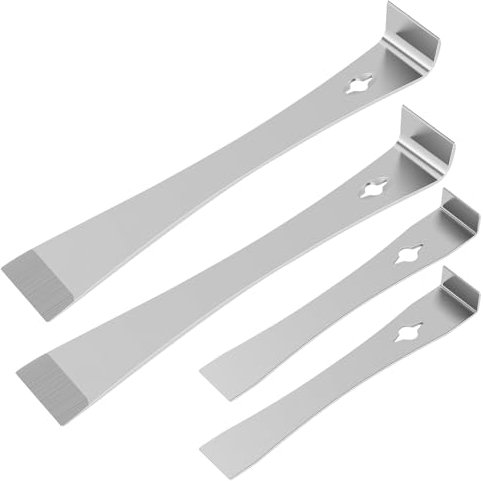 4 Pcs Pry Bar Scraper Set, with Built in Nail Puller Stainless Steel Pry Bar Set Flat Pry Tool, 260mm Carpenters Pincer, Portable Trim Puller Tool for Remodel Scraping Pulling Lifting Silver