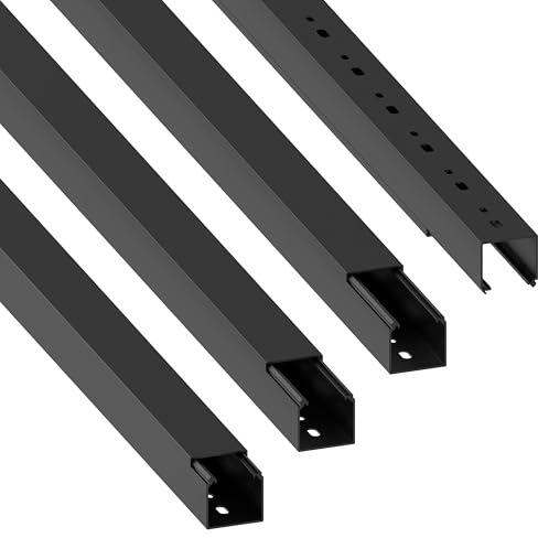 Habengut | Kabelkanal (mit Montagelochung im Boden) 40x40mm aus PVC, Länge 4 m (4 x 1 m Länge), Schwarz