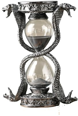 XinZhiRun Mythical Fantasy Snake Sandglass Sand Timer, Gothic Decorative Statue - Unique Vintage Classic Hourglass Timer, Desk Home Decor Gift, 6-inch, Single 15 Minutes (Black Snake)