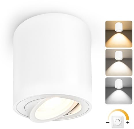 YindaLux Focos LED Techo Superficie Regulable, 5W Giratorio 30° Foco Interior, Contiene 500LM módulo LED, Ø80x84mm Aluminio Lámpara de Techo, Focos Para el TechoTecho Redondo Blanco 1PCS