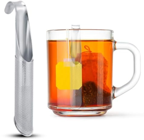 Colador de té de acero inoxidable, infusores de té de tubo de mango largo para té suelto, difusor de té de malla fina, filtro de té empinado, infusor de té de hojas sueltas para café y especias