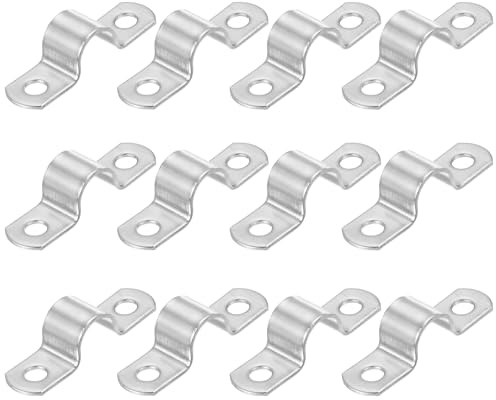 PATIKIL Fascette Rigide per Tubi 12mm, 12 Pz Gancio a U in Acciaio Inox 304 Spessore 2 Fori Fascette per Tubi Supporto per Cavi Fissaggio Tubi (4/9)