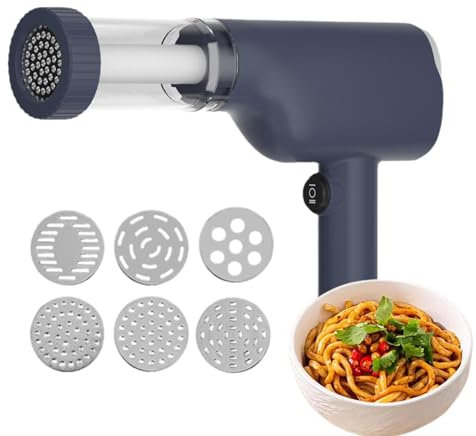 Máquina Para Hacer Pasta Eléctrica De Mano, 40W Portátil Maquina Pasta Fresca Con 6 Discos De Pasta, Máquina Para Hacer Fideos Casera Manual Automática, Para Espaguetis, Fettuccine