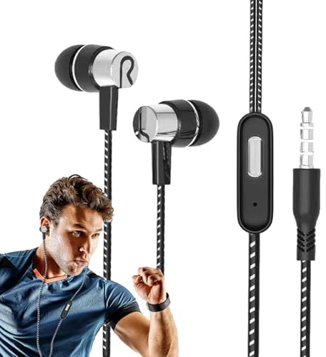 Pack de 2 auriculares con cable – Auriculares con cable con micrófono | Auriculares con cable para teléfono | Auriculares con conector jack de 3,5 mm para smartphone, portátil, reproductor de MP3