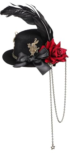 FOMIYES Mini Pince à Cheveux Chapeau De Fête Rose Métallique Légère Décor Floral Pour Goûter Et Anniversaire Femmes