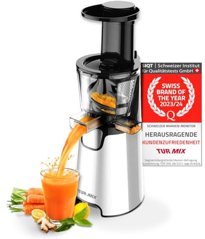 TURMIX CX 680 extracteur de jus de fruits et légumes a froid 150W – machine a jus Silencieux, compact et facile à nettoyer avec 3 filtres interchangeables, sans BPA